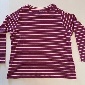 Croft & Barrow Classic Tee | 2X | Long Sleeve | Purple & White Stripes